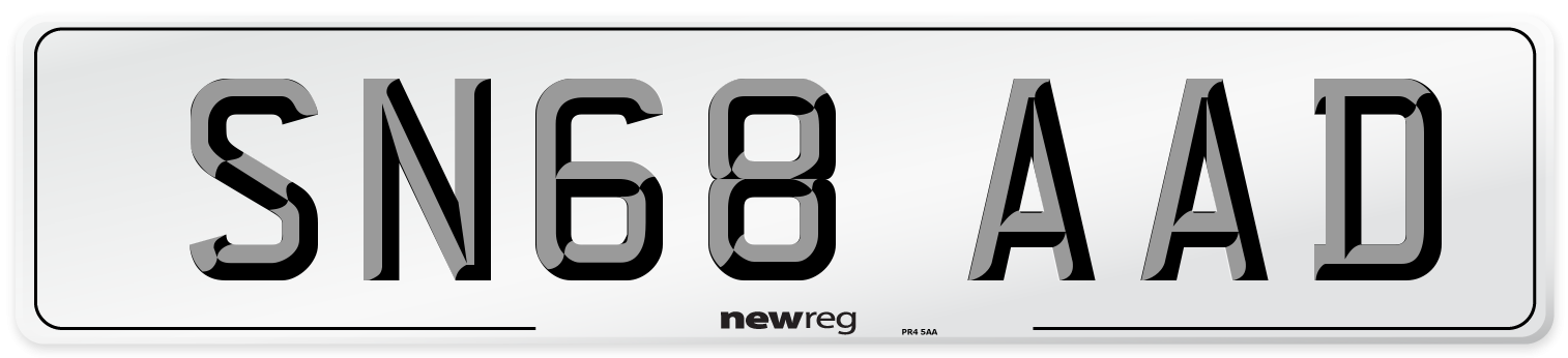 SN68 AAD Number Plate from New Reg